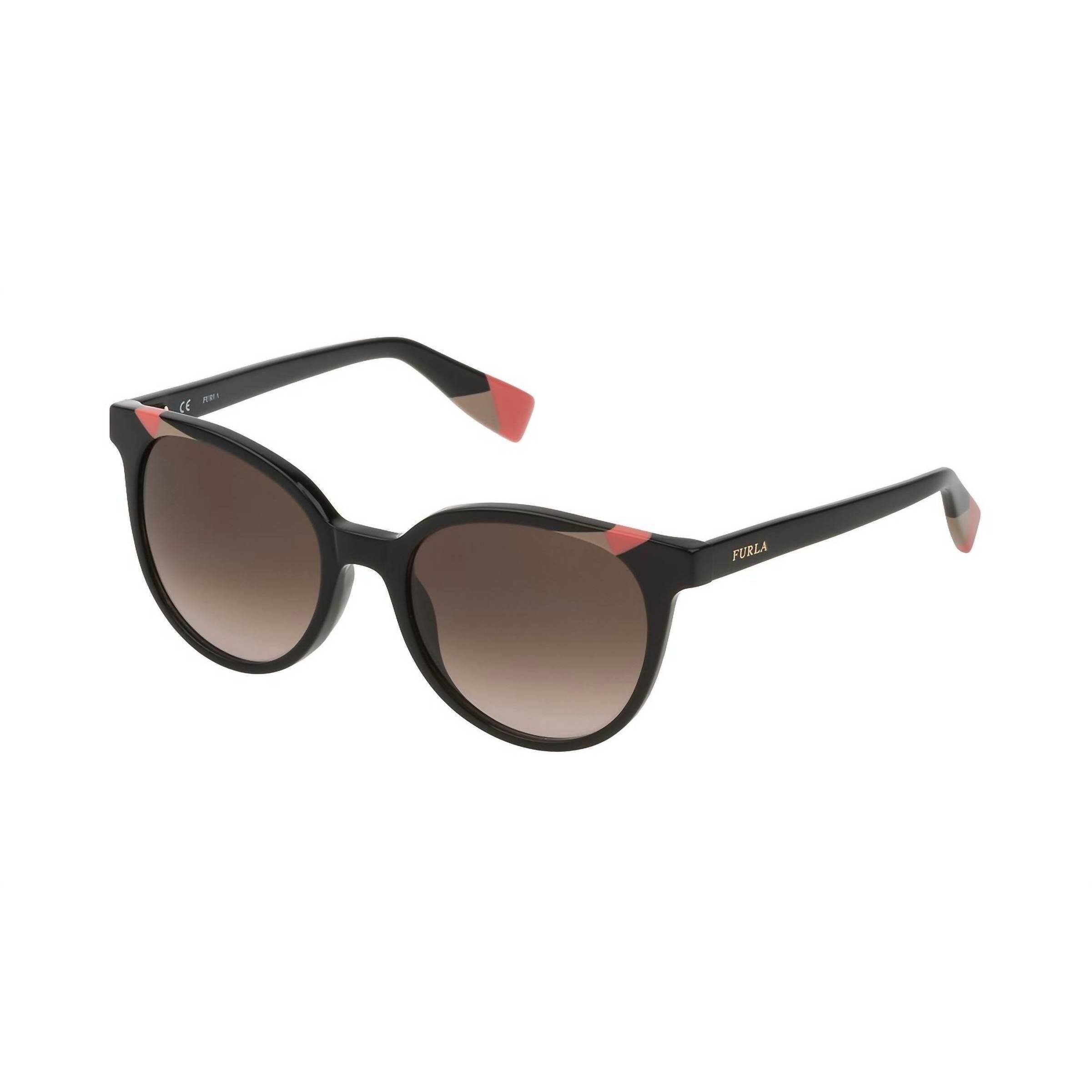 New Furla Women's Sfu229 Sunglasses In Black/ Pink